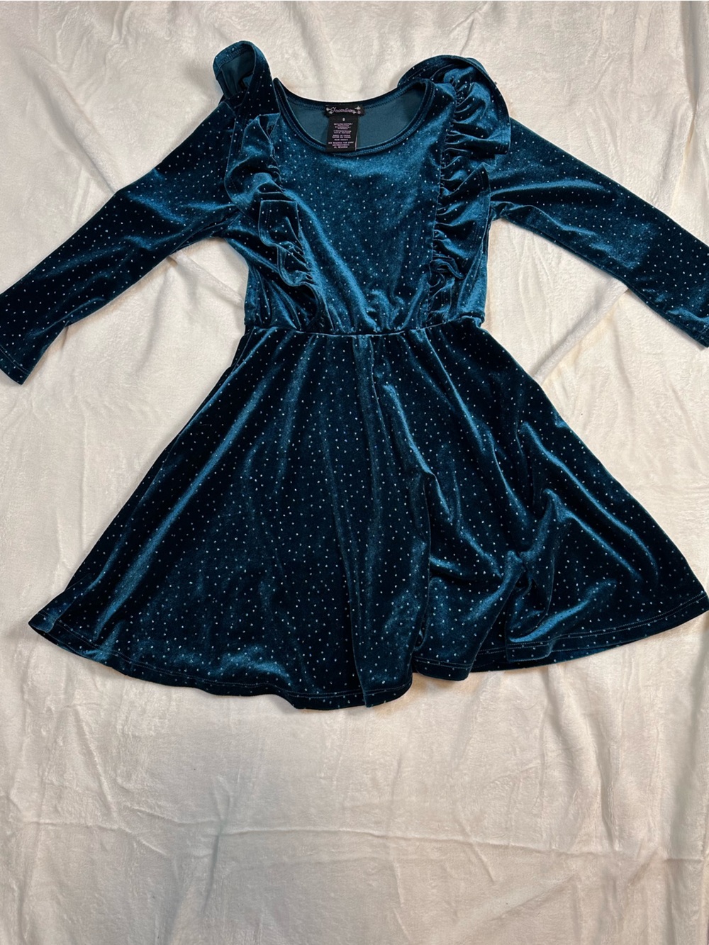 Girls  Velvet Long-Sleeve Dress